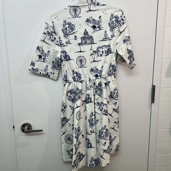 Maje Rapomi white shirt dress paris Print short sleeve Dress Size 3 FR 40 US 8 - Picture 11 of 14